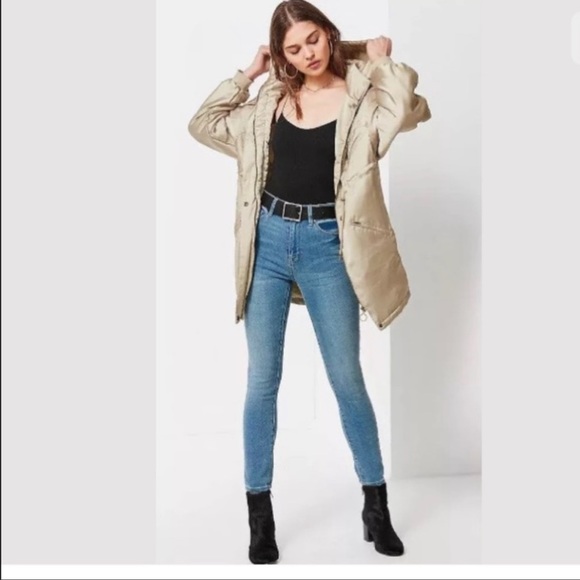 Urban Outfitters Jackets & Blazers - Light gold satin parka